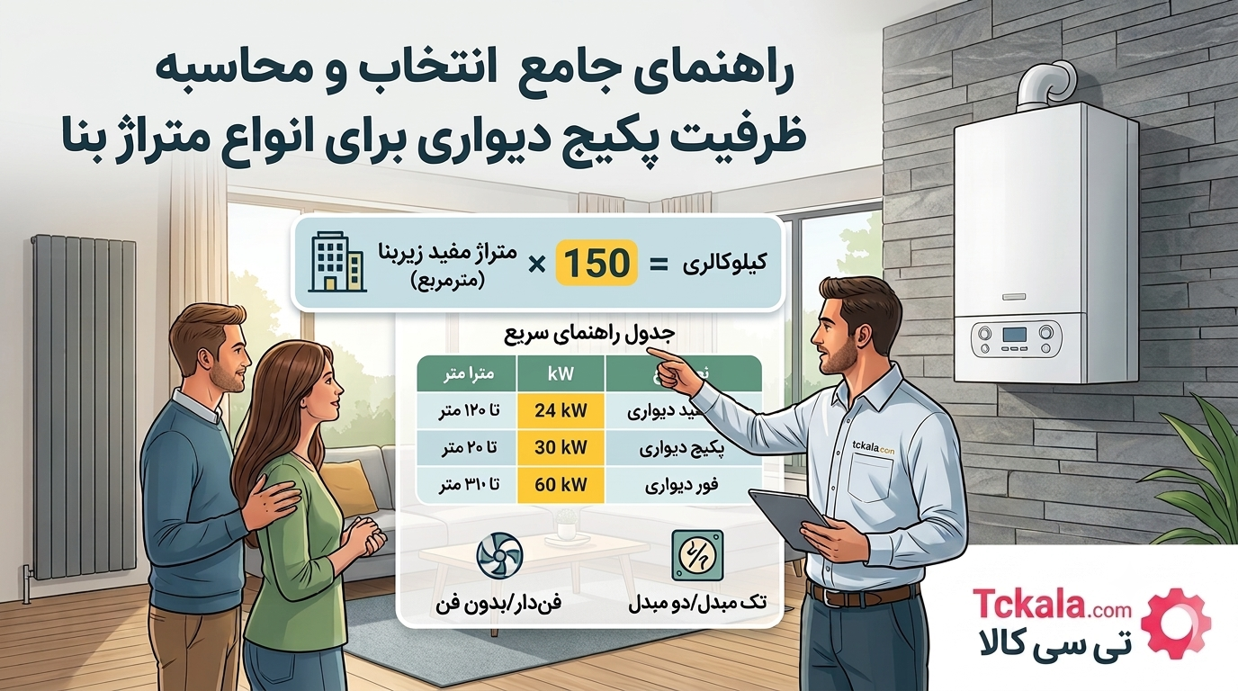 راهنمای جامع انتخاب و محاسبه ظرفیت پکیج دیواری برای انواع متراژ بنا